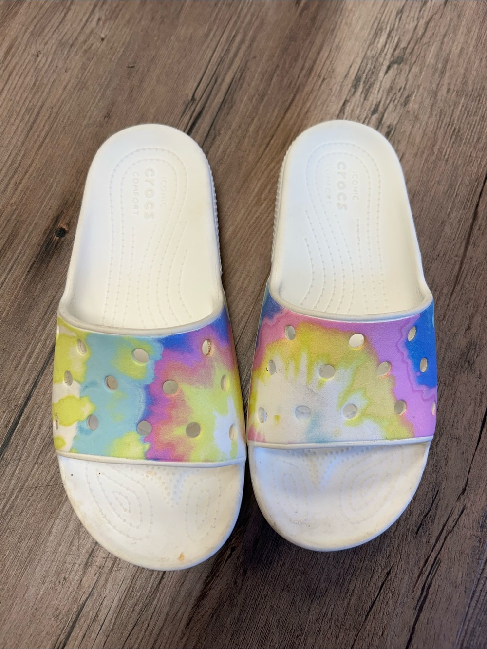 Crocs Tie-Dye Slide Sandals in White